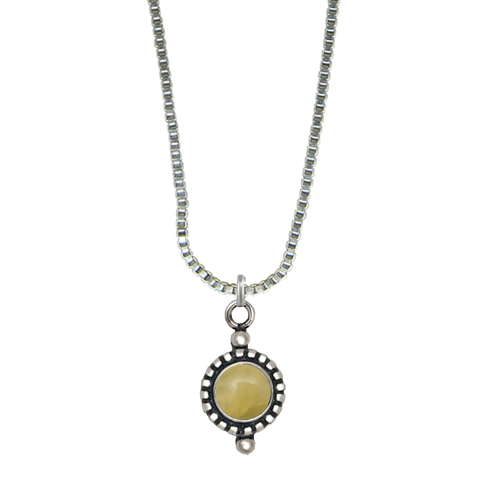 Sterling Silver Little Yellow Aragonite Pendant Necklace